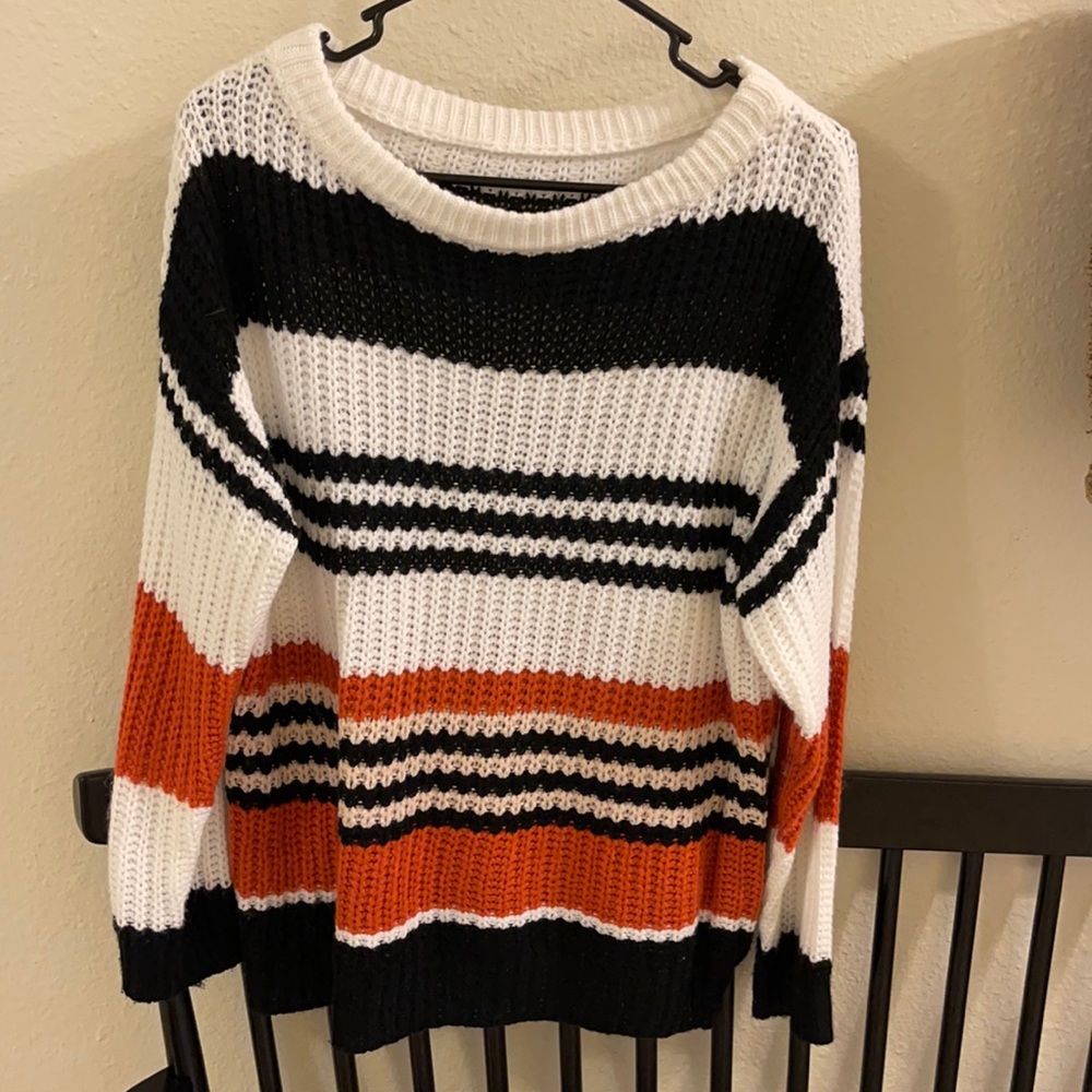 The Mint Julep| Rust Multicolored Striped Sweater - image 3